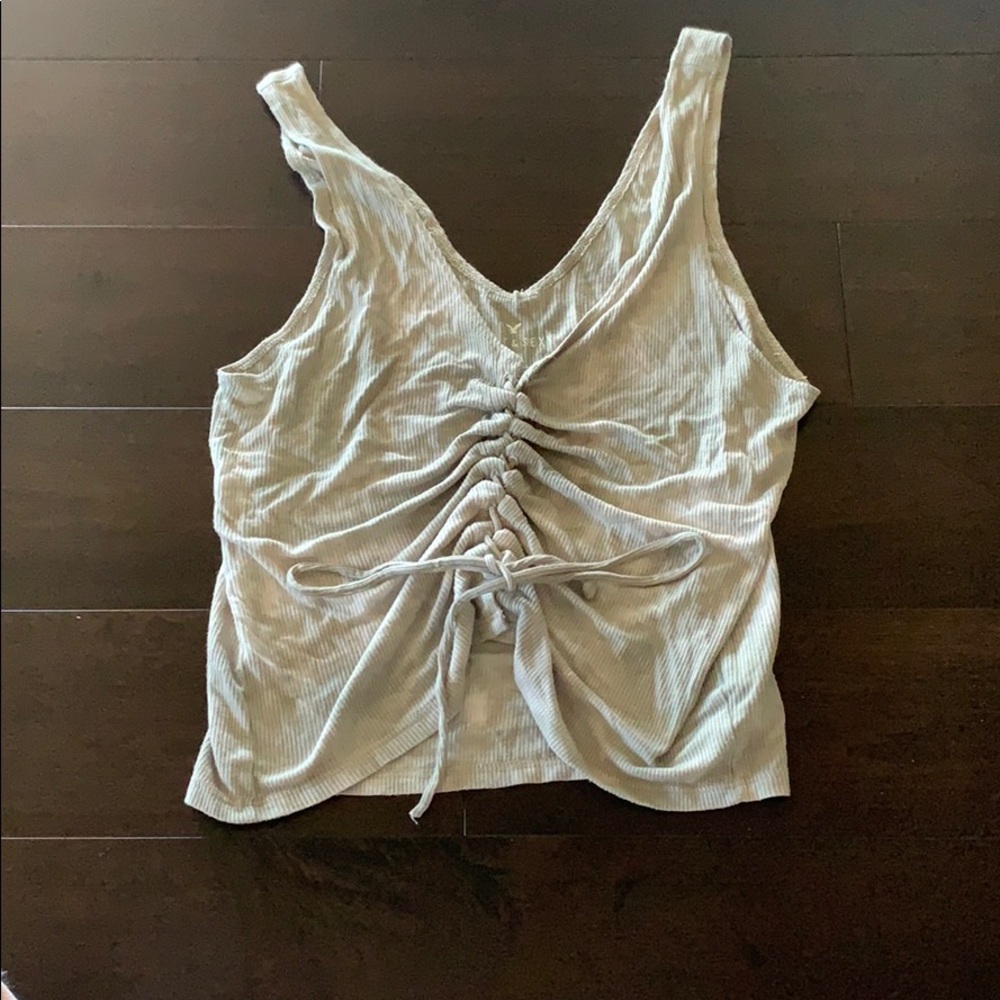Grey white tie dye cropped tank